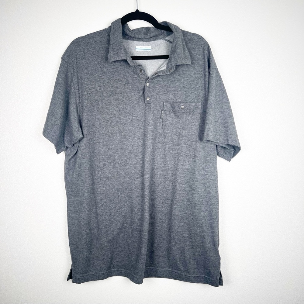 Columbia Henley Polo Short‎ Sleeve Gray Sz XL